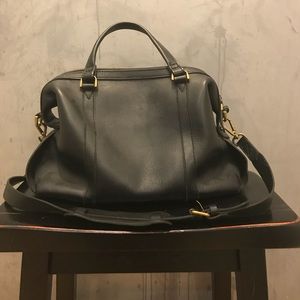 Madewell Glasgow Satchel in Black Leather